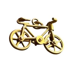 Vintage 14K Gold Mechanical Bicycle Charm Moving Pedals Signed Carl Art CA Arrow